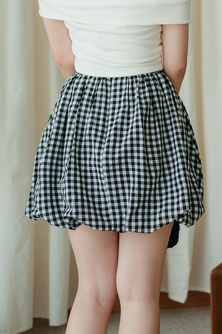 THEODORA BALLOON SKIRT (BLACK CHECKERED)