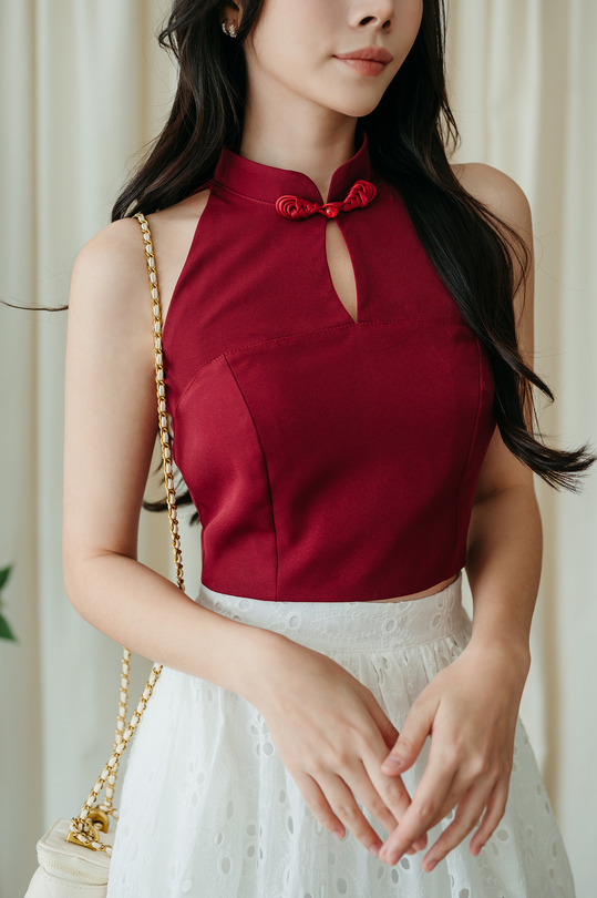 PERLE CHEONGSAM TOP (RED)