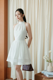 ROSIE HALTER NECK MINI DRESS (WHITE)