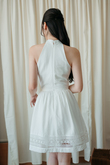 ROSIE HALTER NECK MINI DRESS (WHITE)