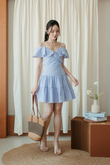 WENXY COLD SHOULDER MINI DRESS (BLUE STRIPE)