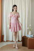 WENXY COLD SHOULDER MINI DRESS (PINK STRIPE)