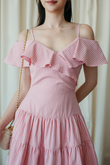 WENXY COLD SHOULDER MINI DRESS (PINK STRIPE)