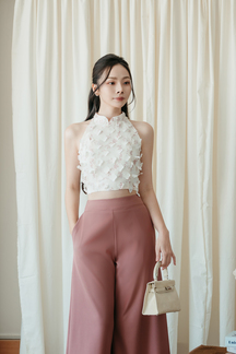 XEN MANDARIN COLLAR TOP (3D FLORAL)