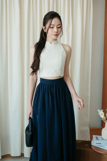 XEN MANDARIN COLLAR TOP (CREAM LACE)