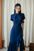 JANNY ASYMMETRICAL CHEONGSAM (BLUE) JANNY ASYMMETRICAL CHEONGSAM (BLUE)