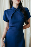 JANNY ASYMMETRICAL CHEONGSAM (BLUE) JANNY ASYMMETRICAL CHEONGSAM (BLUE)