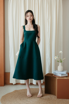 SEVYN U SHAPE MIDI DRESS (GREEN)