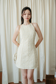 HAYZEE HALTER NECK DRESS  (CREAM FLORAL)