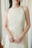 HAYZEE HALTER NECK DRESS  (CREAM FLORAL)