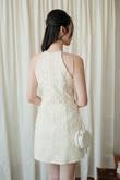 HAYZEE HALTER NECK DRESS  (CREAM FLORAL)