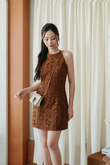 HAYZEE HALTER NECK DRESS (BROWN FLORAL) HAYZEE HALTER NECK DRESS (BROWN FLORAL)