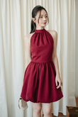 ROSIE HALTER NECK MINI DRESS (RED)