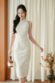 OLIDA CHEONGSAM MIDI DRESS (CREAM)