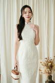 OLIDA CHEONGSAM MIDI DRESS (CREAM)