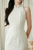 OLIDA CHEONGSAM MIDI DRESS (CREAM)