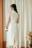OLIDA CHEONGSAM MIDI DRESS (CREAM)