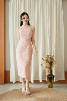 OLIDA CHEONGSAM MIDI DRESS (PINK)