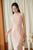 OLIDA CHEONGSAM MIDI DRESS (PINK)