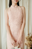 OLIDA CHEONGSAM MIDI DRESS (PINK)