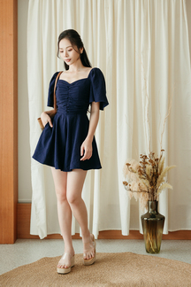 RIAN SWEETHEART POCKET PLAYSUIT (DARK BLUE)