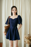 RIAN SWEETHEART POCKET PLAYSUIT (DARK BLUE)