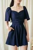 RIAN SWEETHEART POCKET PLAYSUIT (DARK BLUE)