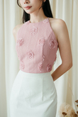 RONIE HALTER NECK CROP TOP (PINK)