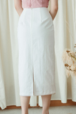 PAYTON BACK SPLIT PENCIL SKIRT (WHITE)
