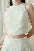 RONIE HALTER NECK CROP TOP (CREAM)