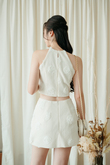 RONIE HALTER NECK CROP TOP (CREAM)