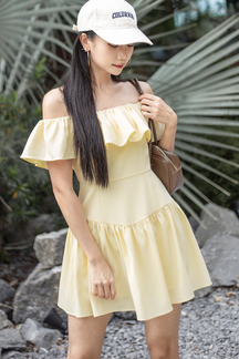 WENNY OFF SHOULDER MINI DRESS (YELLOW)