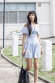 WENNY OFF SHOULDER MINI DRESS (BABY BLUE)