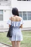 WENNY OFF SHOULDER MINI DRESS (BABY BLUE)