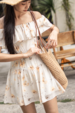 WENNY OFF SHOULDER MINI DRESS (ORANGE FLORAL)
