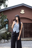 BONNY BUTTON FRONT VEST TOP (MAYA BLUE)