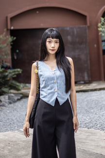 BONNY BUTTON FRONT VEST TOP (MAYA BLUE)