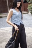 BONNY BUTTON FRONT VEST TOP (MAYA BLUE)