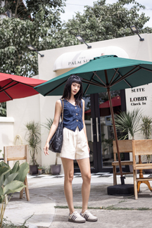 BONNY BUTTON FRONT VEST TOP (BLUE)