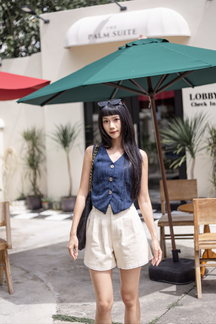 BONNY BUTTON FRONT VEST TOP (BLUE)