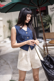 BONNY BUTTON FRONT VEST TOP (BLUE)