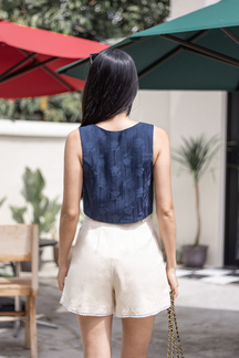 BONNY BUTTON FRONT VEST TOP (BLUE)