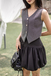 BONNY BUTTON FRONT VEST TOP (BLACK CHECKERED)
