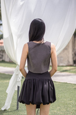 BONNY BUTTON FRONT VEST TOP (BLACK CHECKERED)