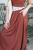 VIENNA SQUARE NECK BALLON DRESS (SWEET BROWN)