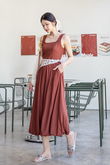 VIENNA SQUARE NECK BALLON DRESS (SWEET BROWN)