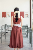 VIENNA SQUARE NECK BALLON DRESS (SWEET BROWN)