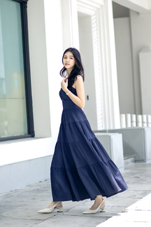 BACKORDER ADALYNN TIERED MAXI DRESS (DARK BLUE)