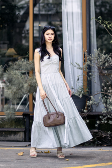 BACKORDER ADALYNN TIERED MAXI DRESS (GREEN STRIPE)