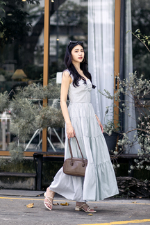 BACKORDER ADALYNN TIERED MAXI DRESS (GREEN STRIPE)